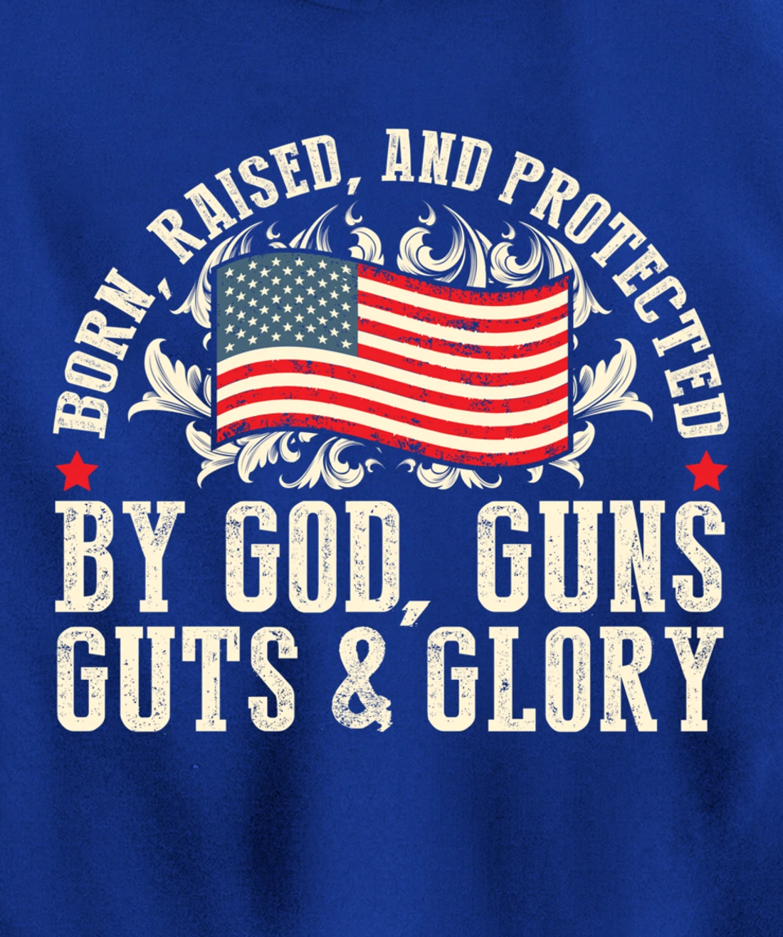 Born Raised And Protected By God Guns Guts & Glory Pullover Hoodie