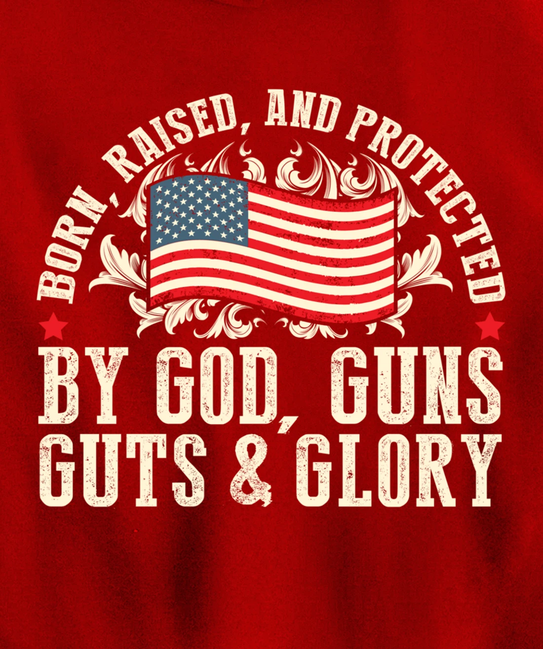Born Raised And Protected By God Guns Guts & Glory Pullover Hoodie