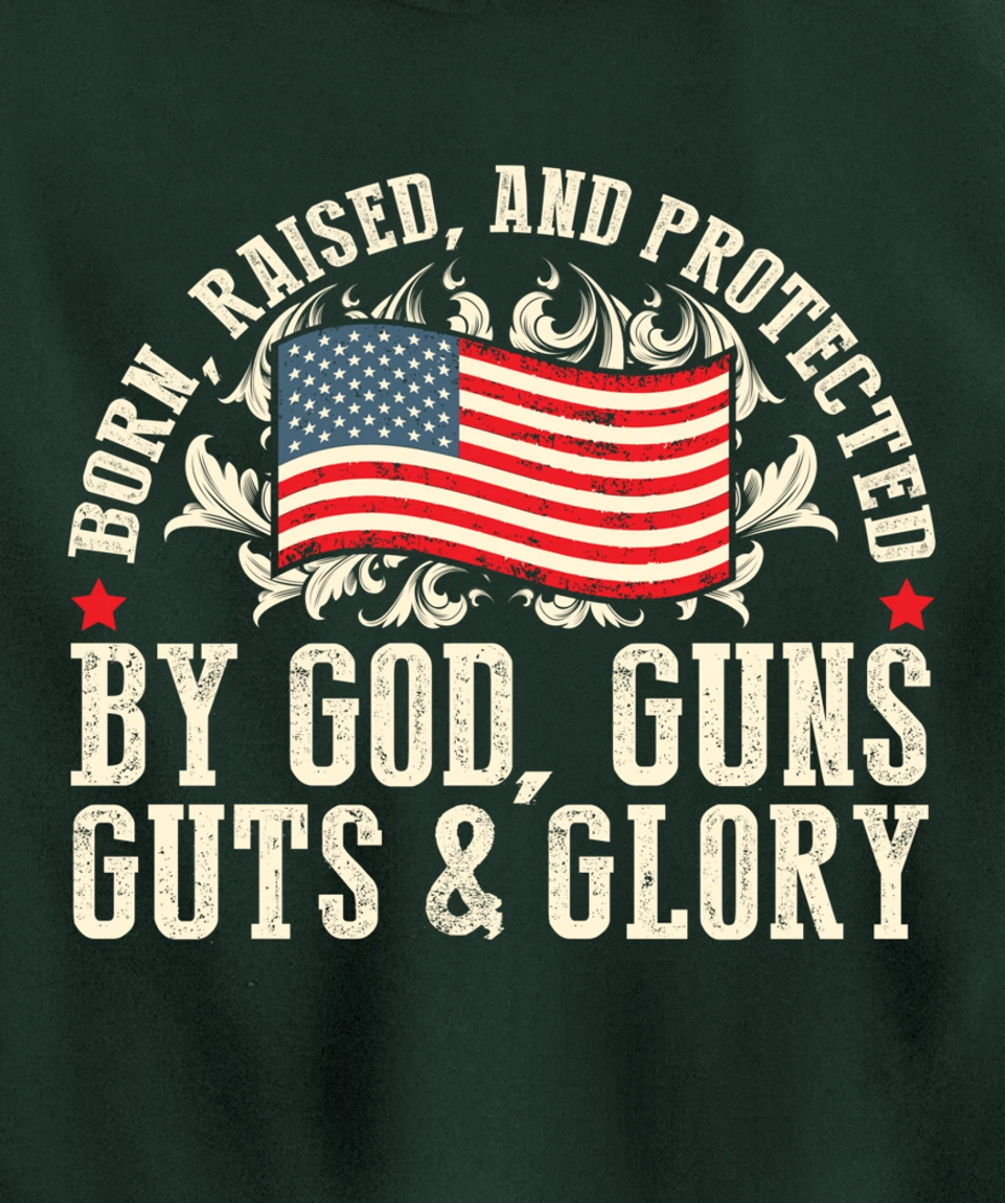 Born Raised And Protected By God Guns Guts & Glory Pullover Hoodie