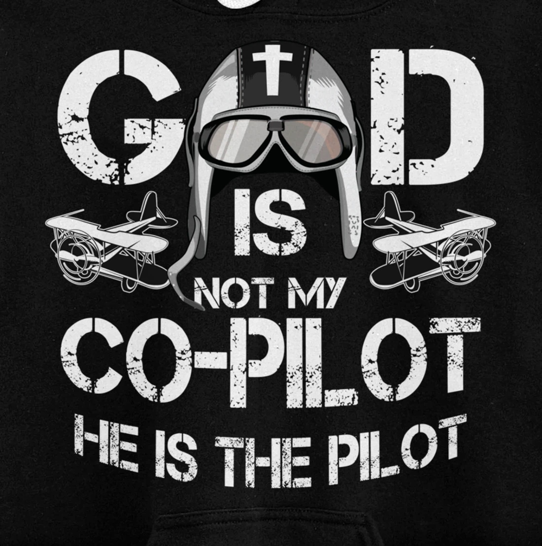 Cool God Is My Pilot | Funny Christian Airplane Control Gift Pullover Hoodie