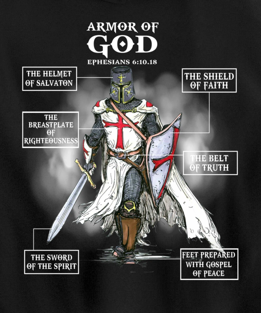 Armor Of God Bible Verse Great Gift For Religious Christian Pullover Hoodie