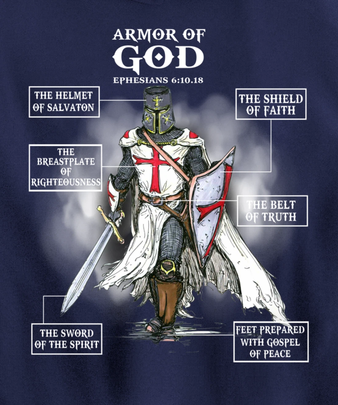 Armor Of God Bible Verse Great Gift For Religious Christian Pullover Hoodie