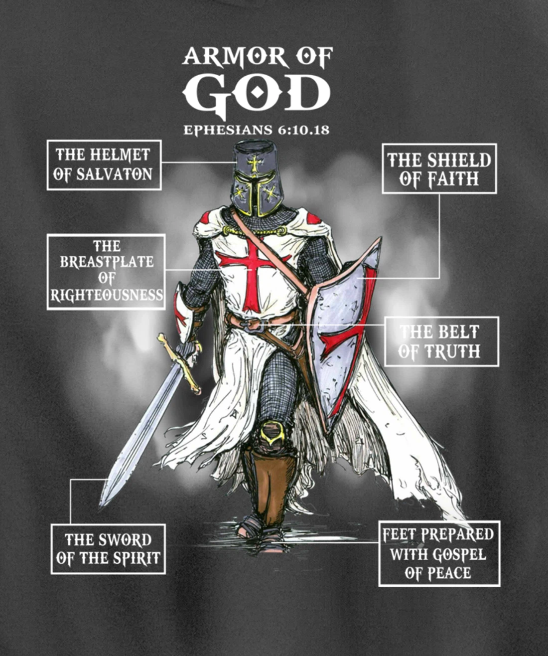 Armor Of God Bible Verse Great Gift For Religious Christian Pullover Hoodie