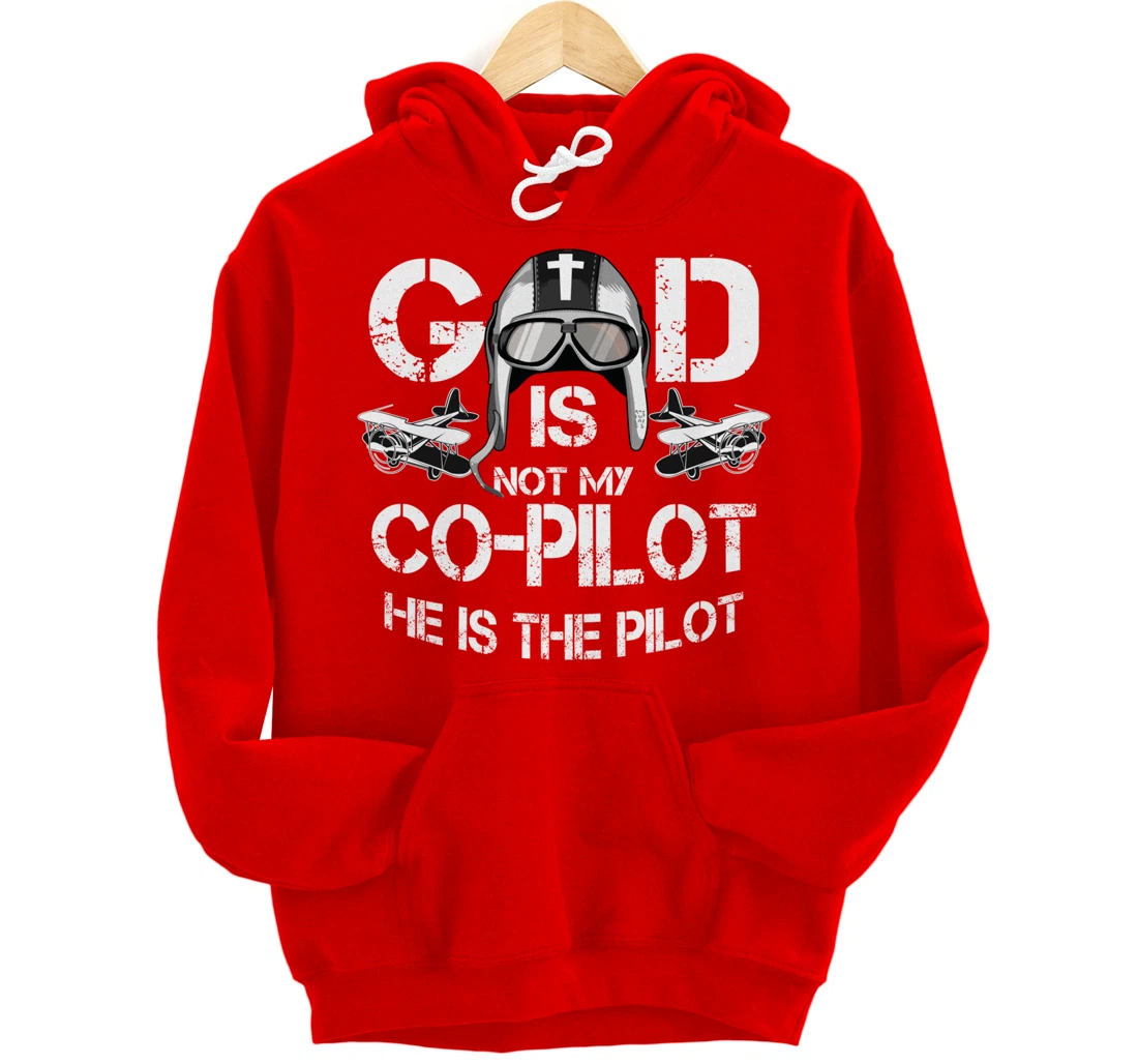 Cool God Is My Pilot | Funny Christian Airplane Control Gift Pullover Hoodie