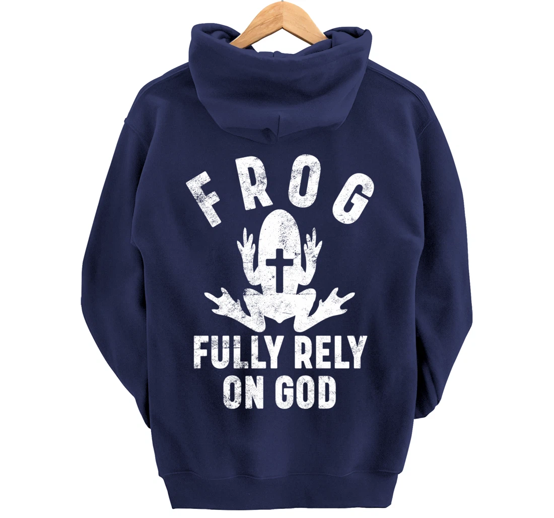 FROG Fully Rely On God Christian Religion Cross Prayer Faith Pullover Hoodie