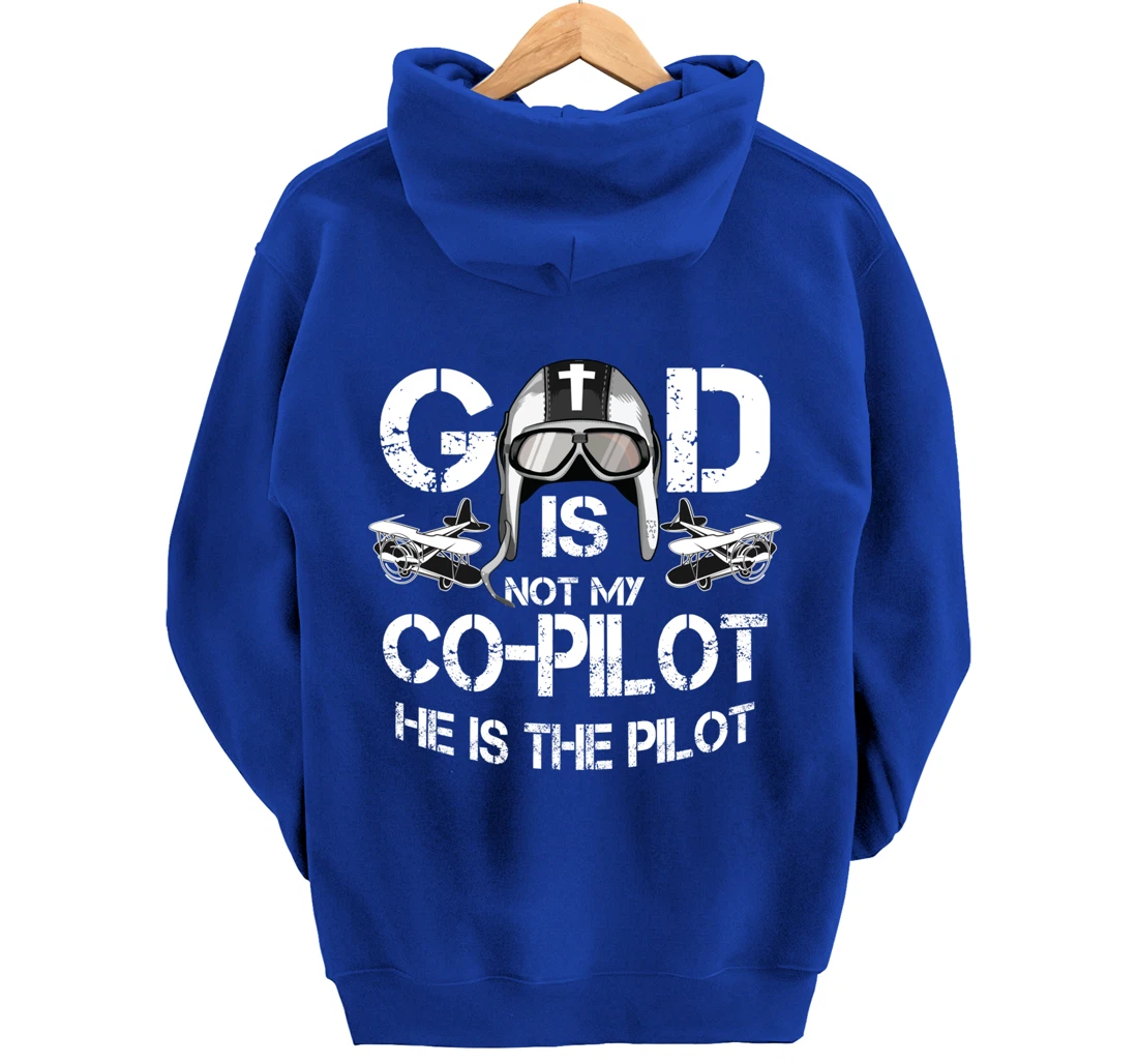 Cool God Is My Pilot | Funny Christian Airplane Control Gift Pullover Hoodie
