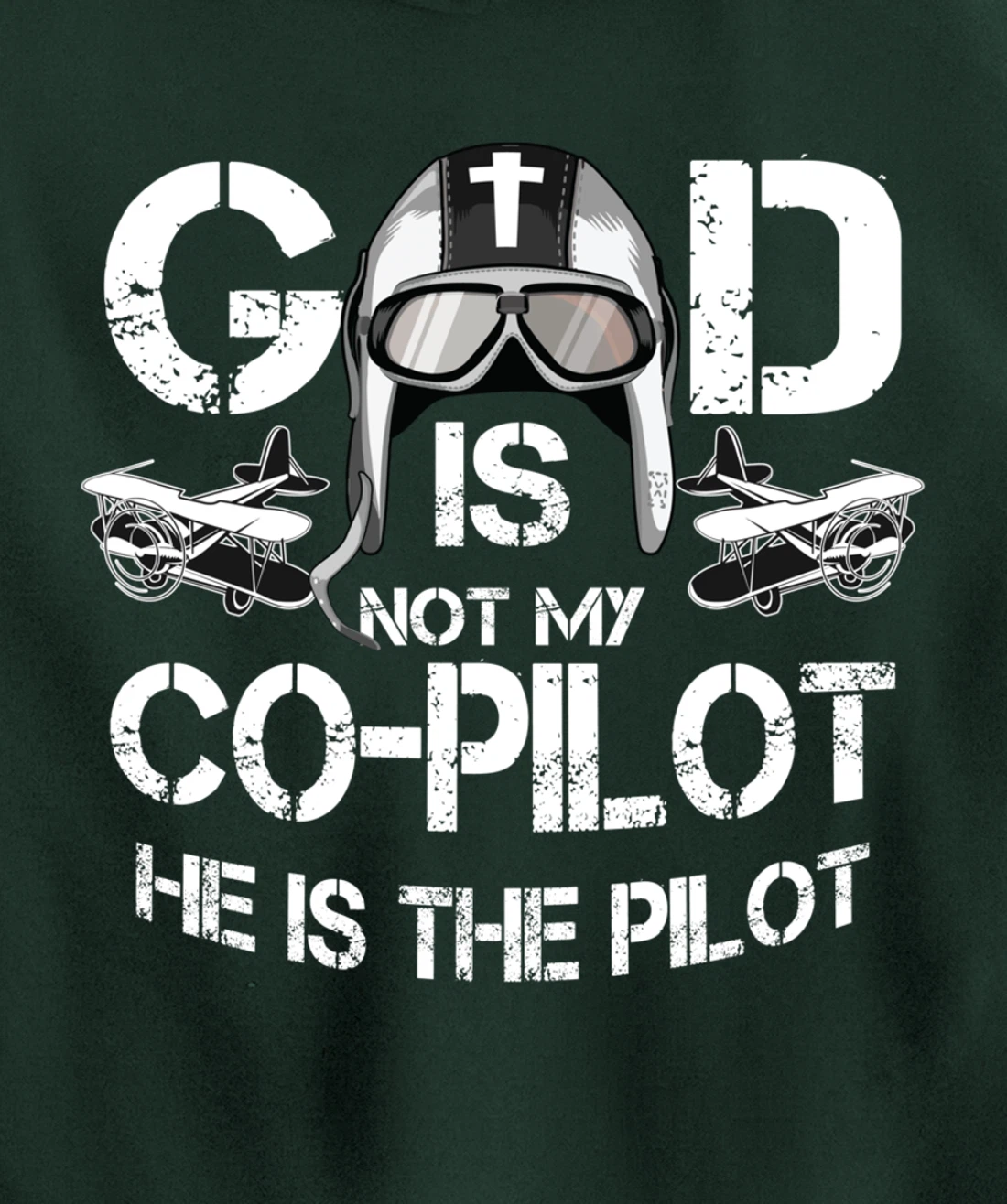 Cool God Is My Pilot | Funny Christian Airplane Control Gift Pullover Hoodie