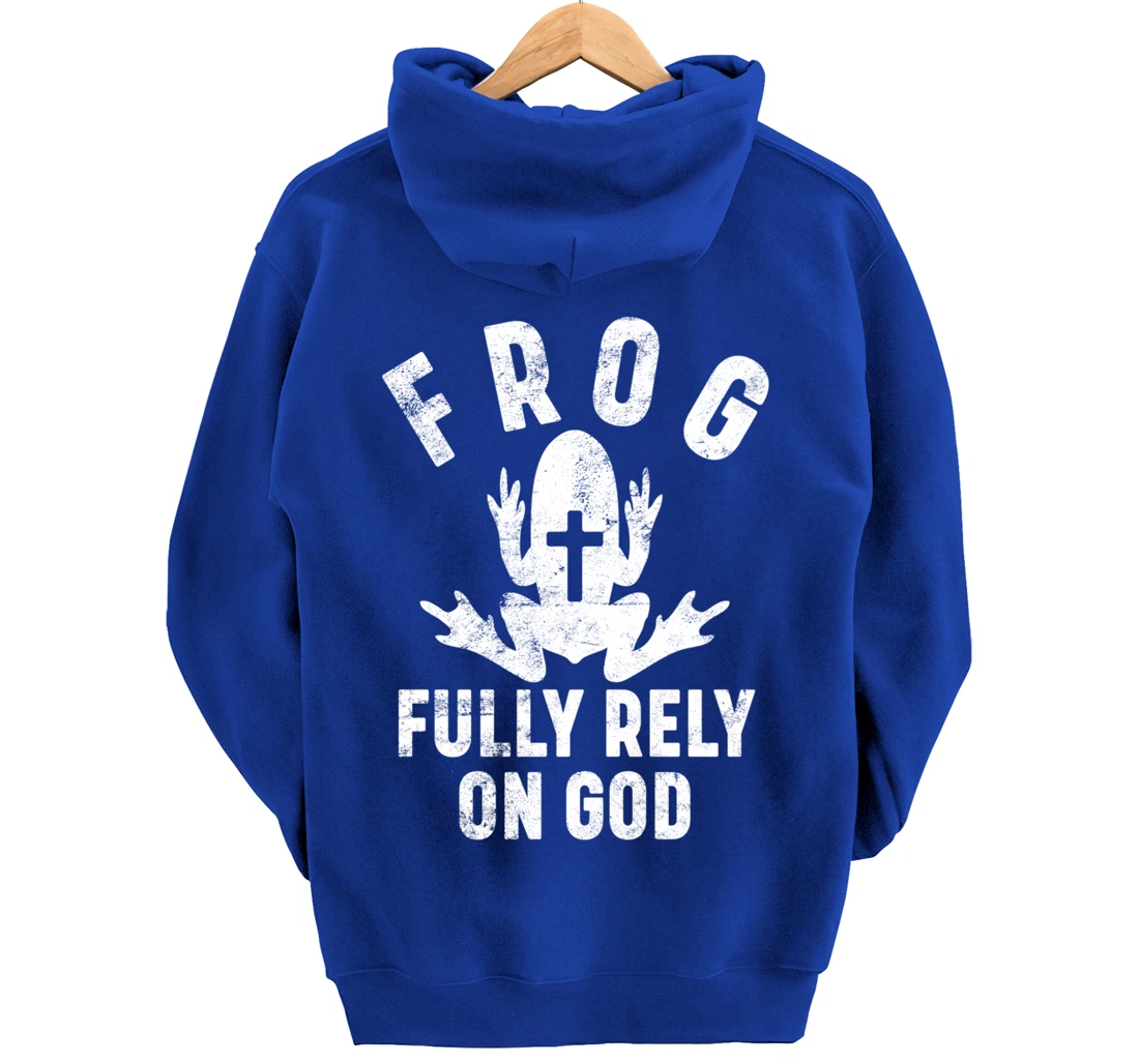 FROG Fully Rely On God Christian Religion Cross Prayer Faith Pullover Hoodie