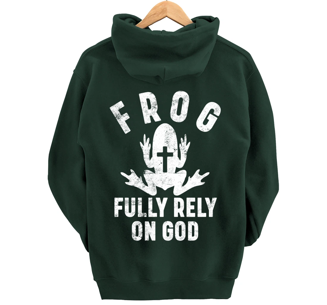 FROG Fully Rely On God Christian Religion Cross Prayer Faith Pullover Hoodie