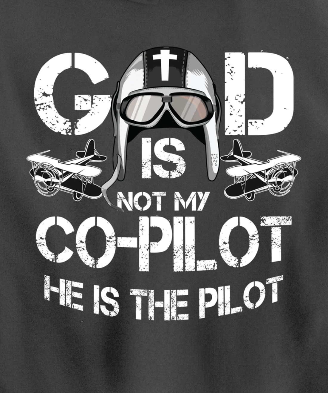 Cool God Is My Pilot | Funny Christian Airplane Control Gift Pullover Hoodie
