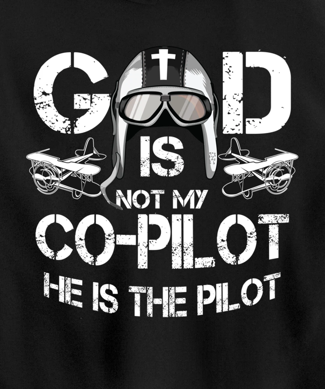 Cool God Is My Pilot | Funny Christian Airplane Control Gift Pullover Hoodie