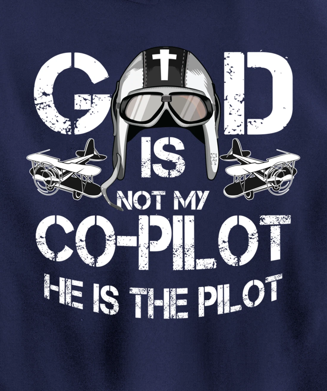Cool God Is My Pilot | Funny Christian Airplane Control Gift Pullover Hoodie