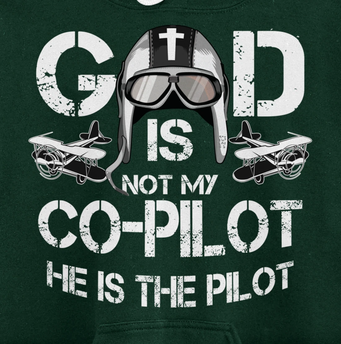Cool God Is My Pilot | Funny Christian Airplane Control Gift Pullover Hoodie