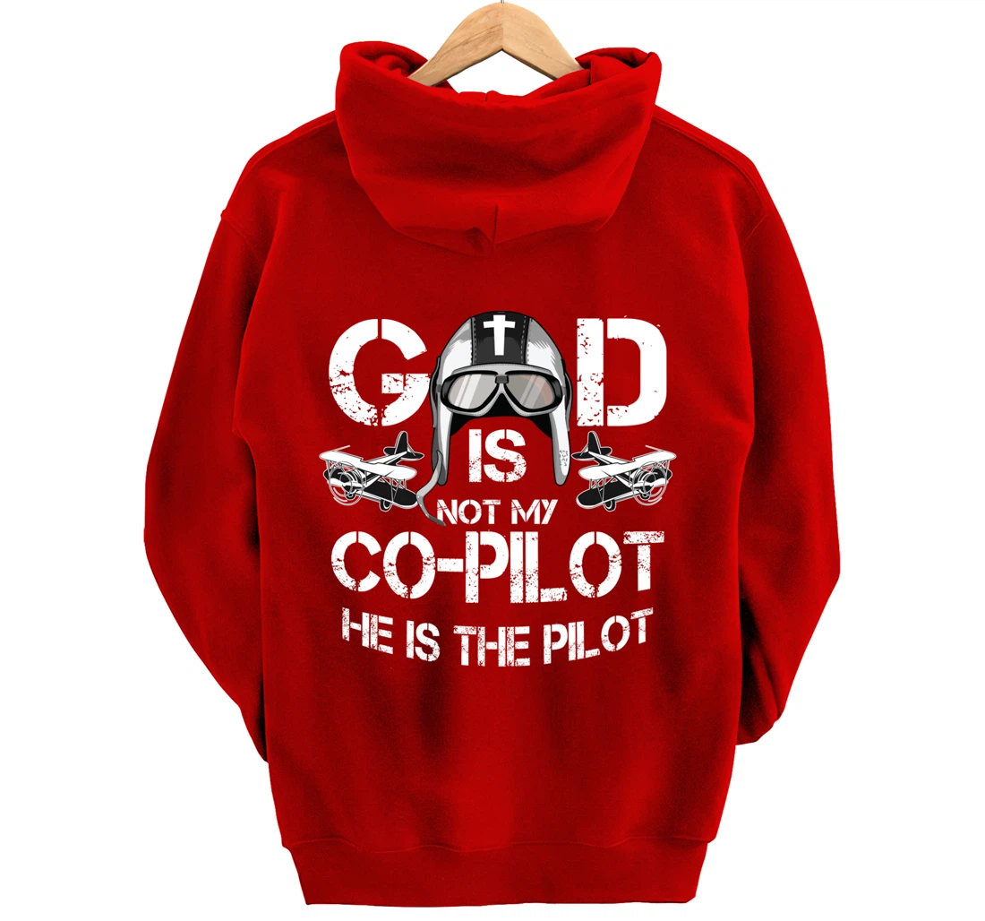 Cool God Is My Pilot | Funny Christian Airplane Control Gift Pullover Hoodie