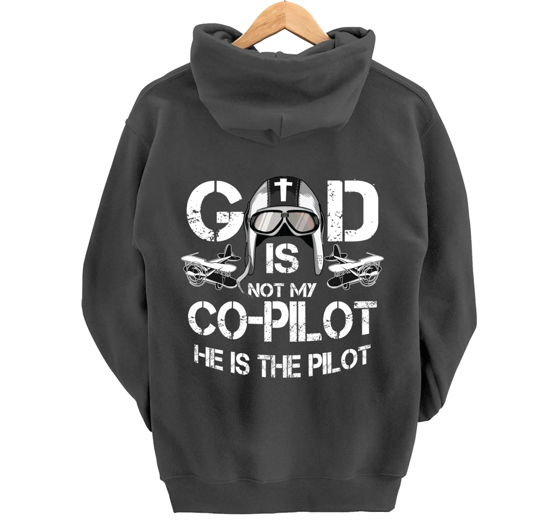 Cool God Is My Pilot | Funny Christian Airplane Control Gift Pullover Hoodie