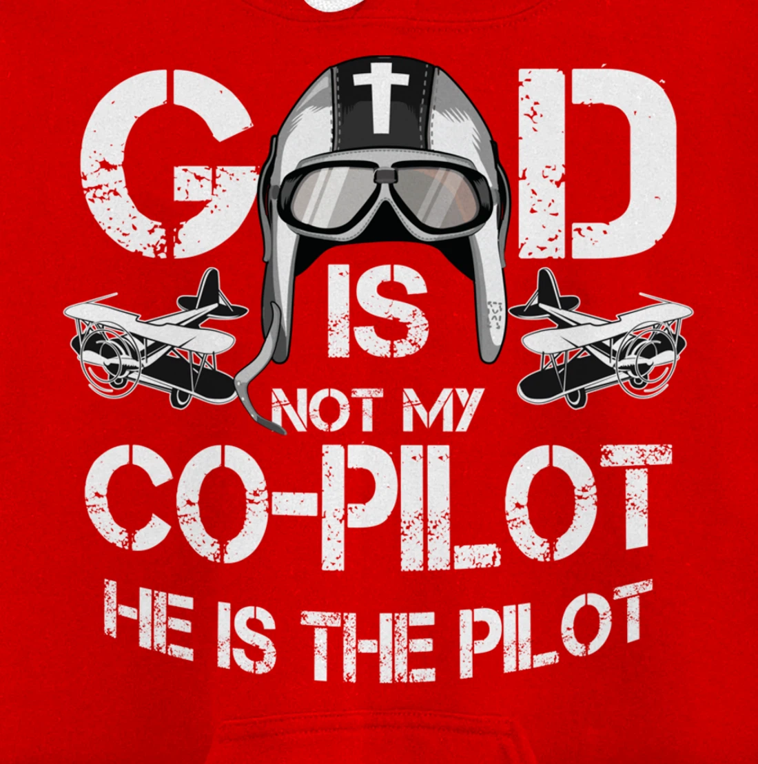 Cool God Is My Pilot | Funny Christian Airplane Control Gift Pullover Hoodie