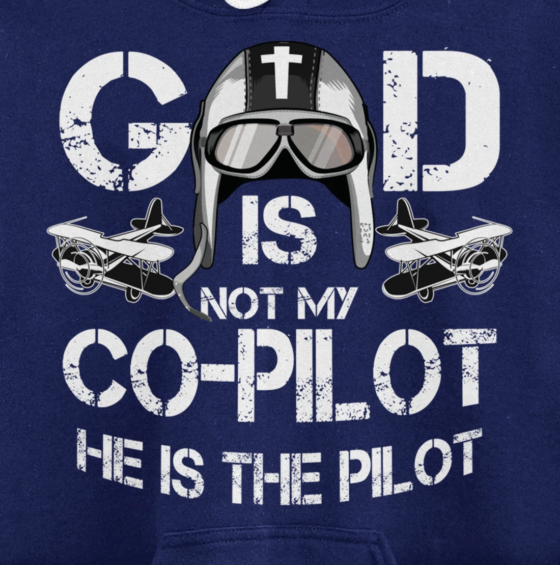 Cool God Is My Pilot | Funny Christian Airplane Control Gift Pullover Hoodie