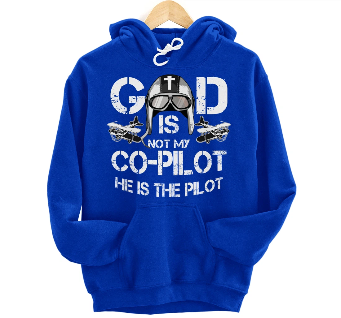 Cool God Is My Pilot | Funny Christian Airplane Control Gift Pullover Hoodie
