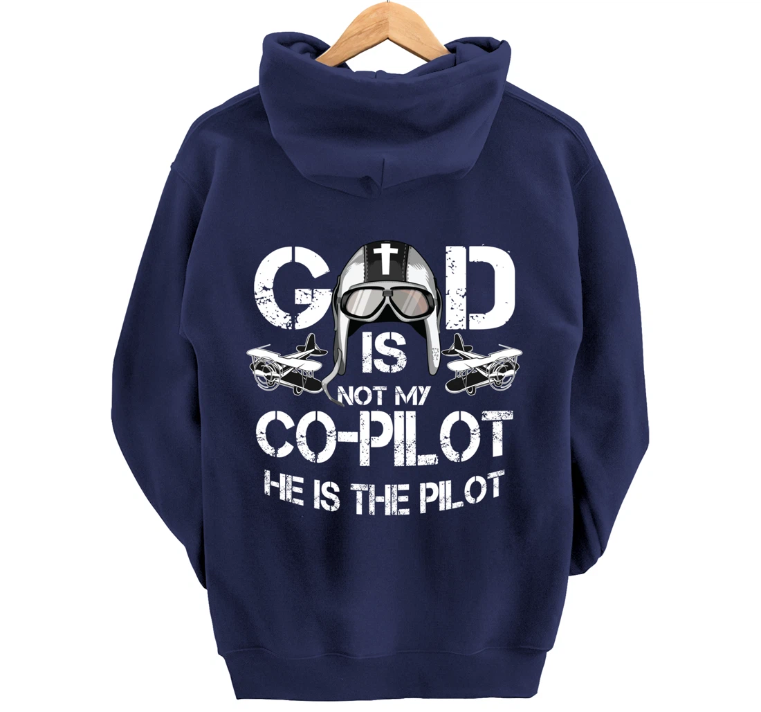 Cool God Is My Pilot | Funny Christian Airplane Control Gift Pullover Hoodie
