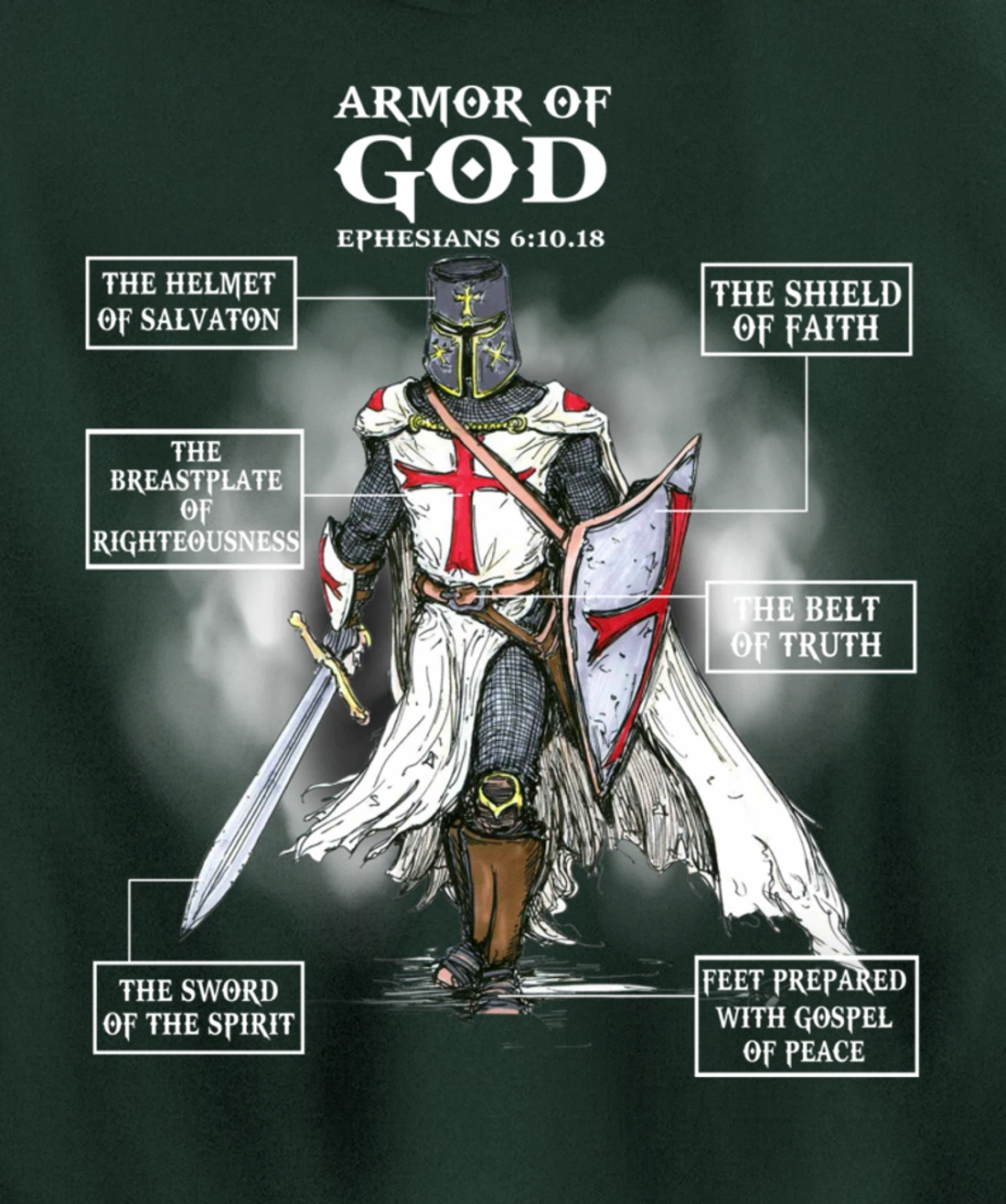 Armor Of God Bible Verse Great Gift For Religious Christian Pullover Hoodie
