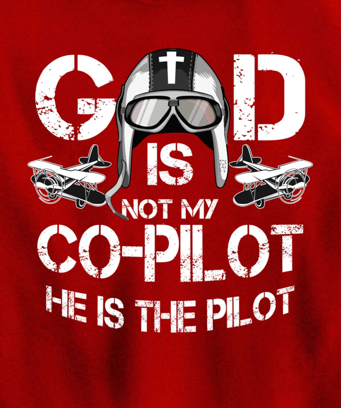Cool God Is My Pilot | Funny Christian Airplane Control Gift Pullover Hoodie
