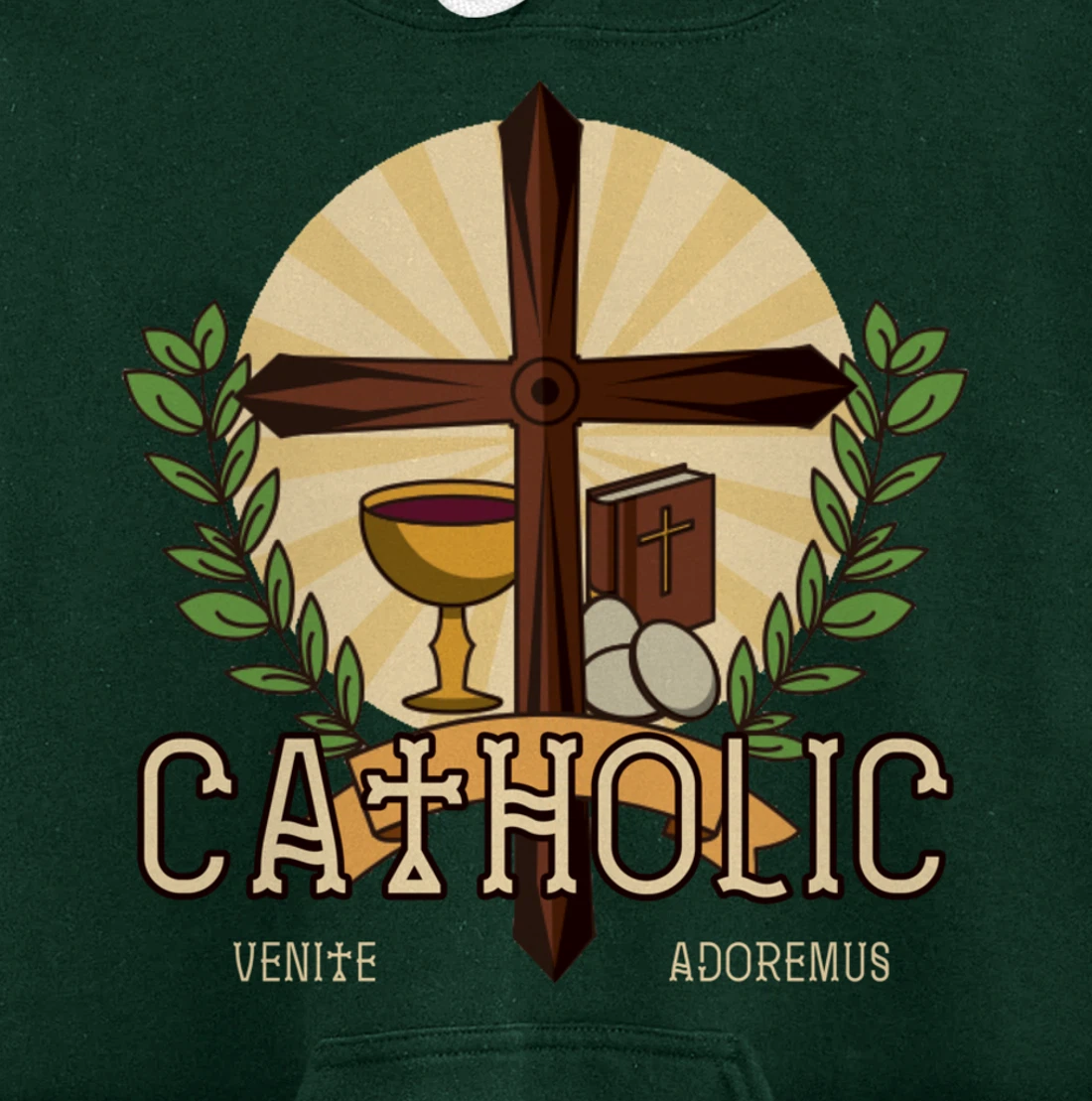 Venite Adoremus Catholic Believer God Pray Cross Gift Pullover Hoodie