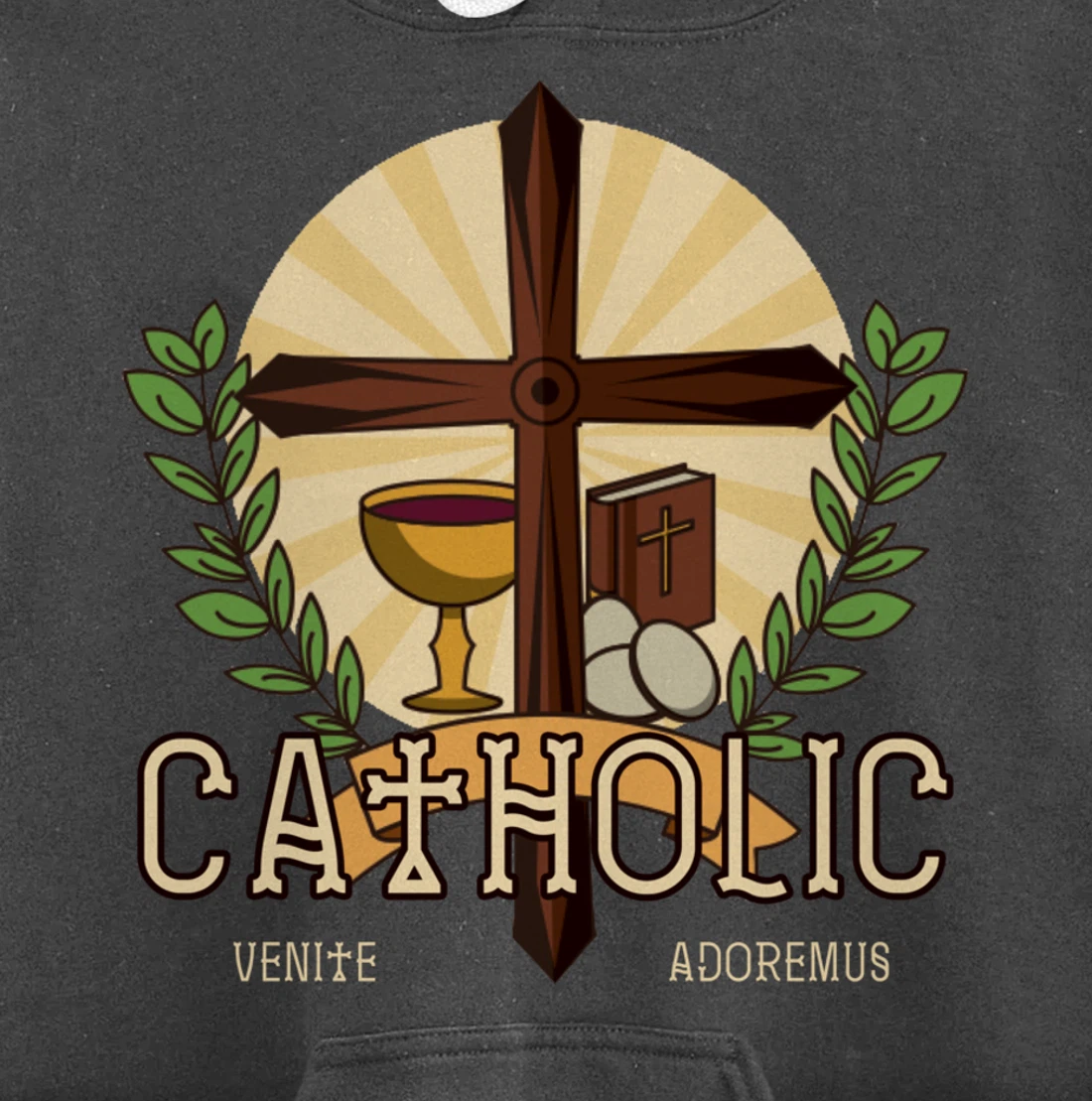 Venite Adoremus Catholic Believer God Pray Cross Gift Pullover Hoodie