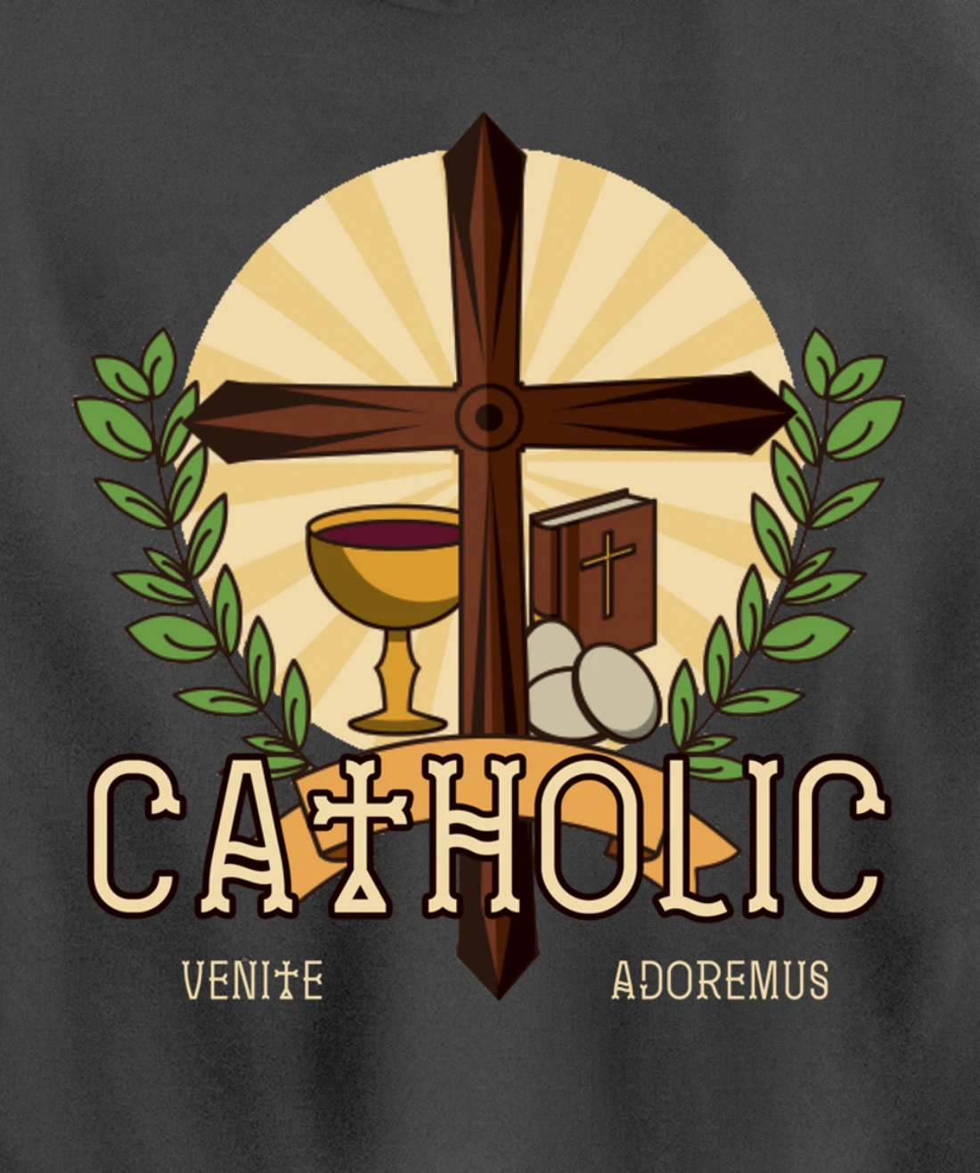 Venite Adoremus Catholic Believer God Pray Cross Gift Pullover Hoodie