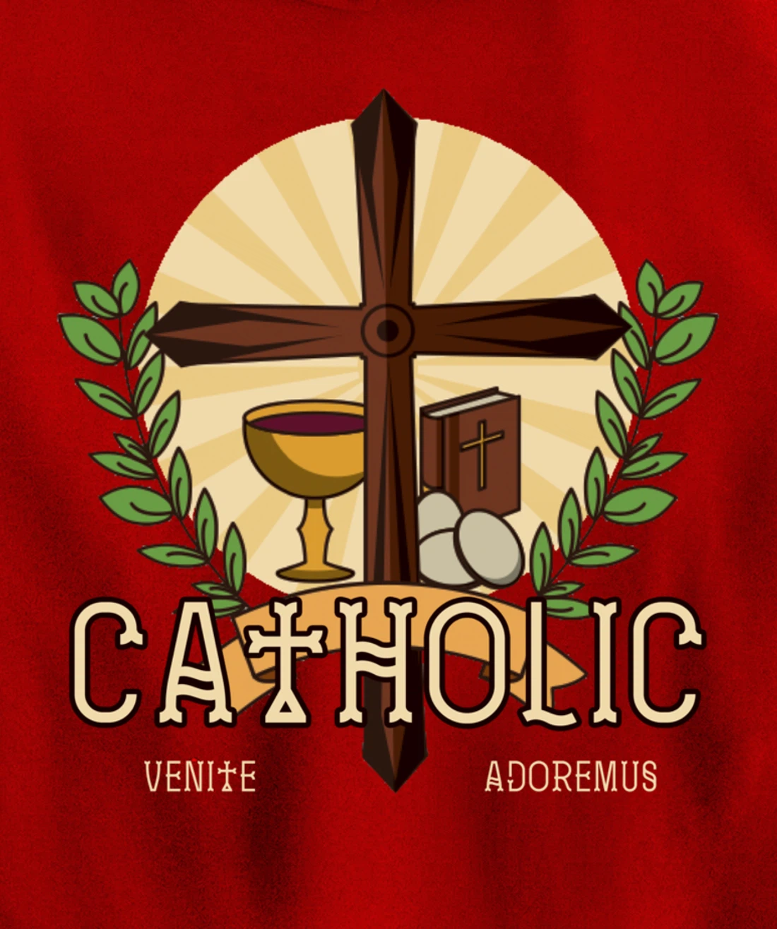 Venite Adoremus Catholic Believer God Pray Cross Gift Pullover Hoodie