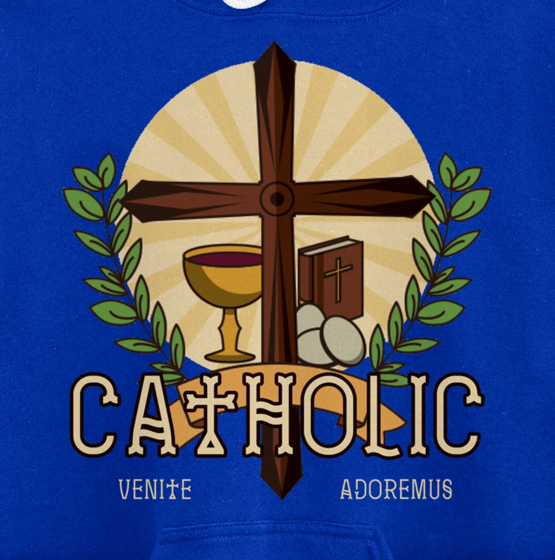 Venite Adoremus Catholic Believer God Pray Cross Gift Pullover Hoodie