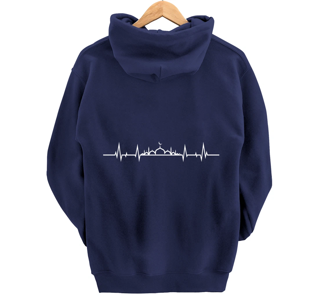 Allah God Heartbeat Pulse Islam Mosque Muslim Akbar Gift Pullover Hoodie