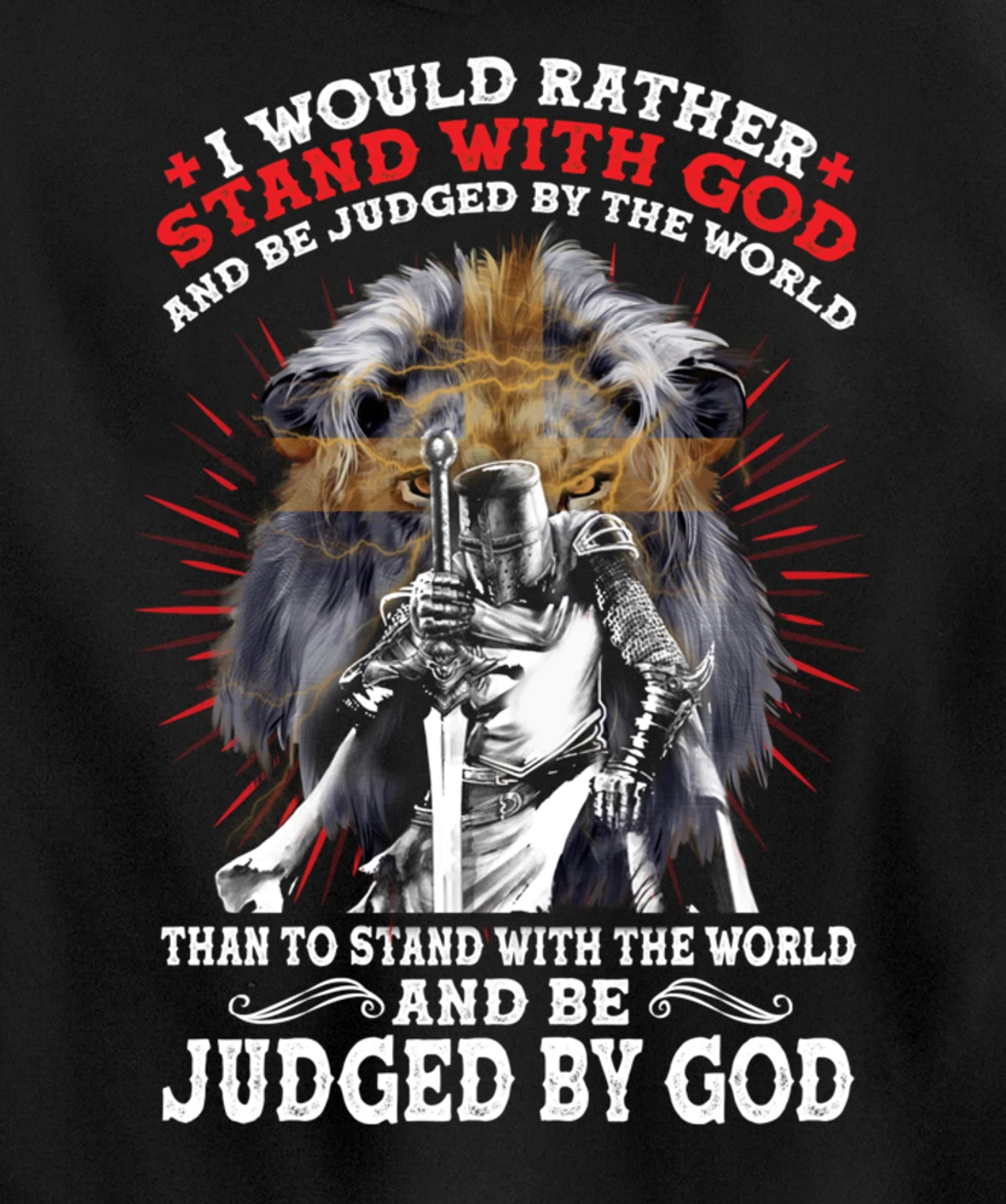 Stand With God Judged By World Christian Lion Inspired Gift Pullover Hoodie