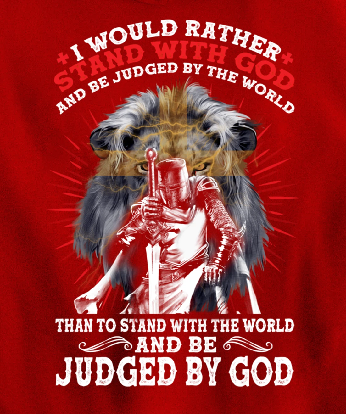 Stand With God Judged By World Christian Lion Inspired Gift Pullover Hoodie