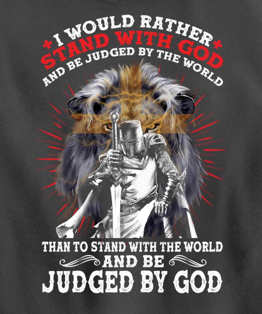 Stand With God Judged By World Christian Lion Inspired Gift Pullover Hoodie