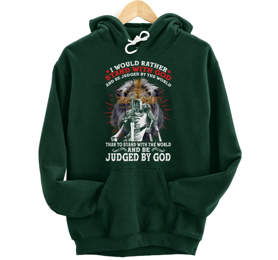Stand With God Judged By World Christian Lion Inspired Gift Pullover Hoodie