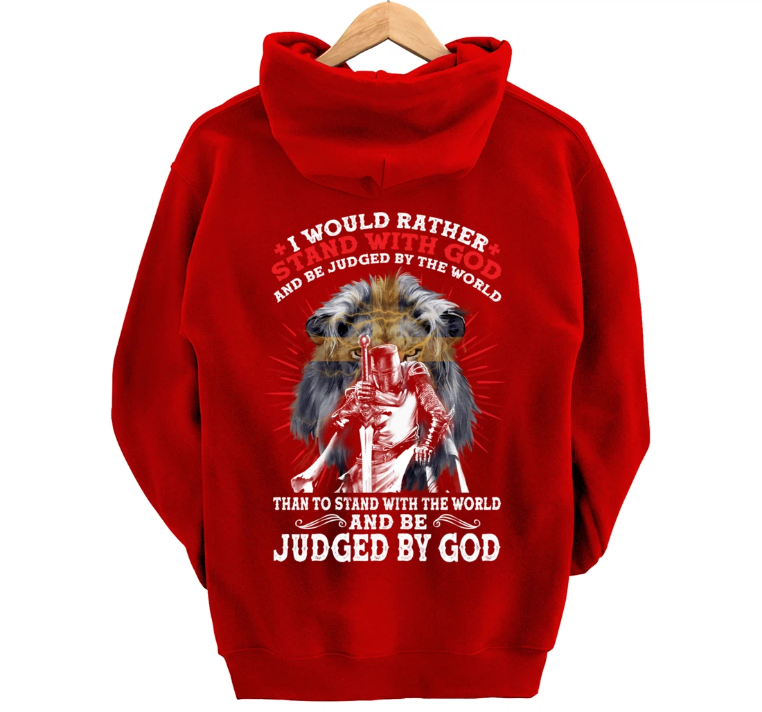 Stand With God Judged By World Christian Lion Inspired Gift Pullover Hoodie