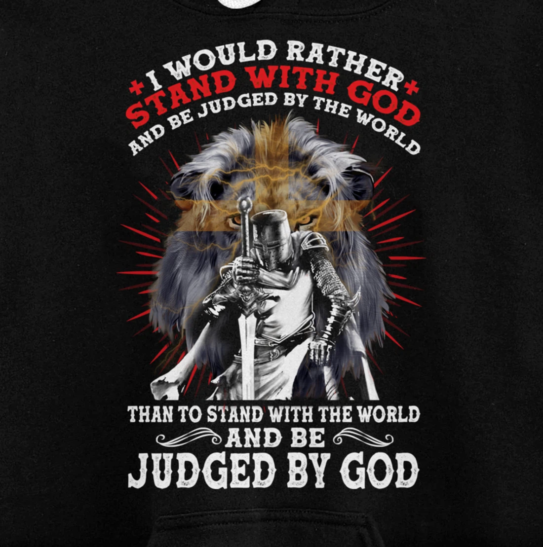 Stand With God Judged By World Christian Lion Inspired Gift Pullover Hoodie