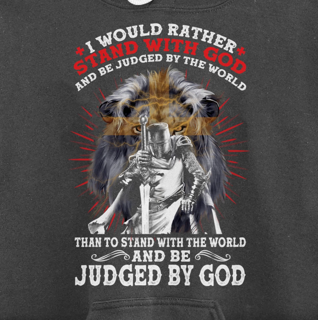 Stand With God Judged By World Christian Lion Inspired Gift Pullover Hoodie