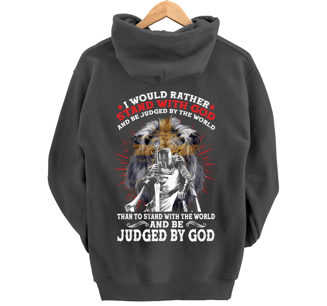 Stand With God Judged By World Christian Lion Inspired Gift Pullover Hoodie