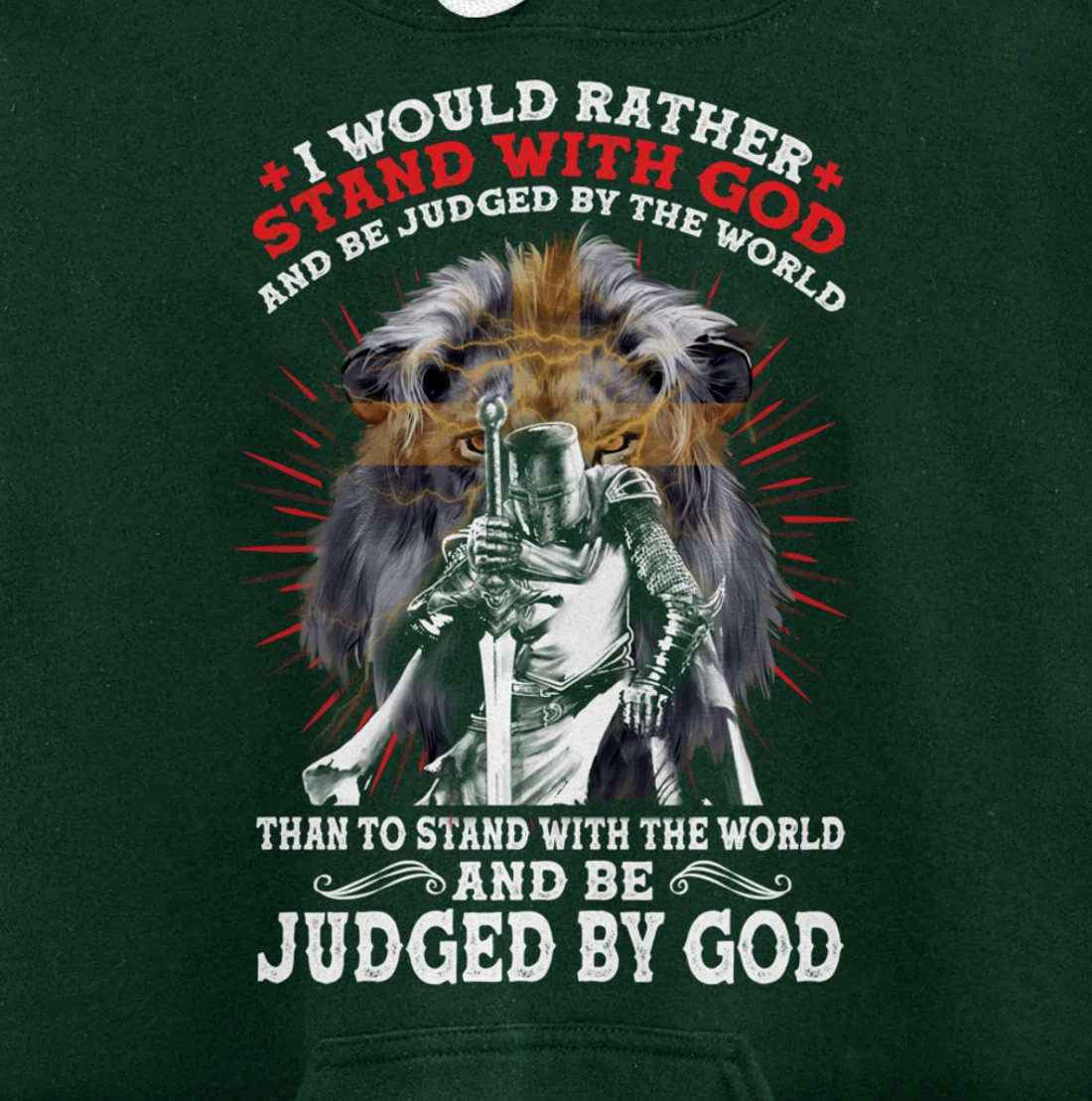 Stand With God Judged By World Christian Lion Inspired Gift Pullover Hoodie