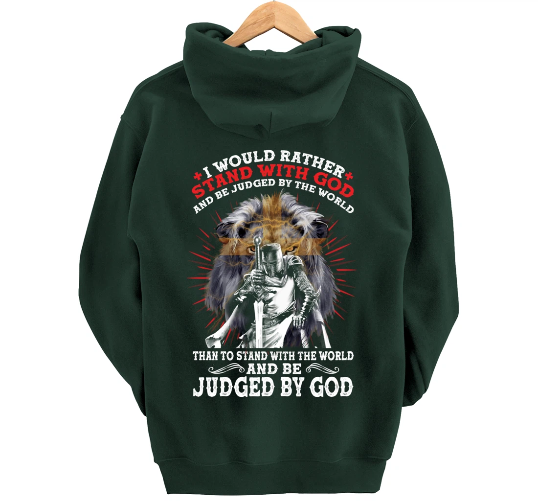 Stand With God Judged By World Christian Lion Inspired Gift Pullover Hoodie