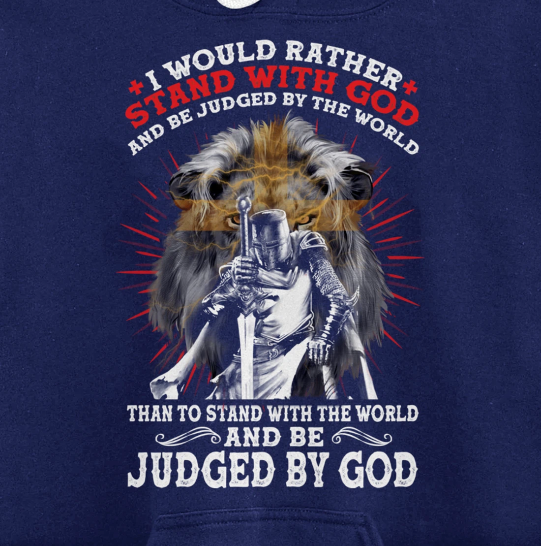 Stand With God Judged By World Christian Lion Inspired Gift Pullover Hoodie