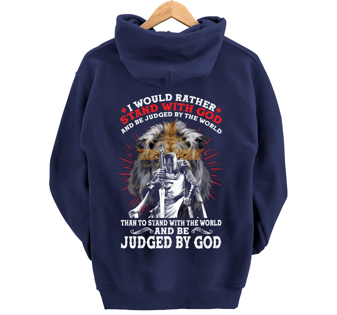 Stand With God Judged By World Christian Lion Inspired Gift Pullover Hoodie