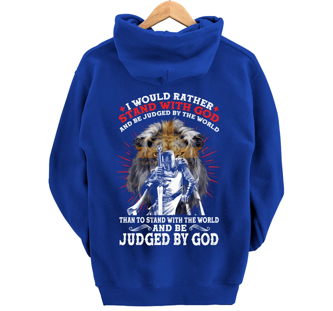 Stand With God Judged By World Christian Lion Inspired Gift Pullover Hoodie