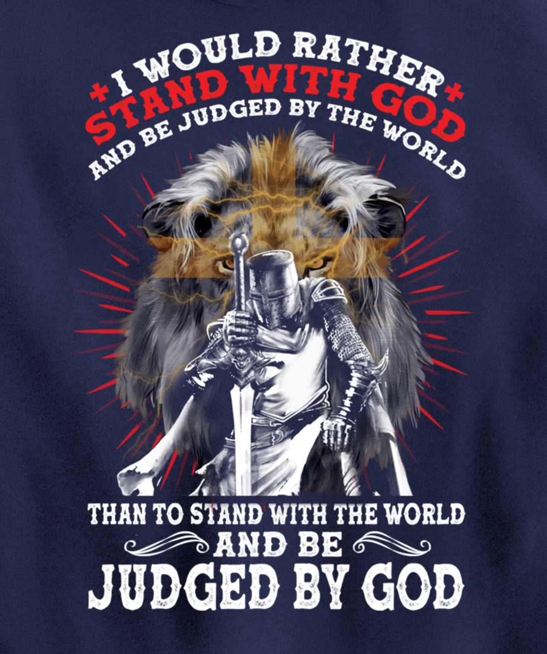 Stand With God Judged By World Christian Lion Inspired Gift Pullover Hoodie