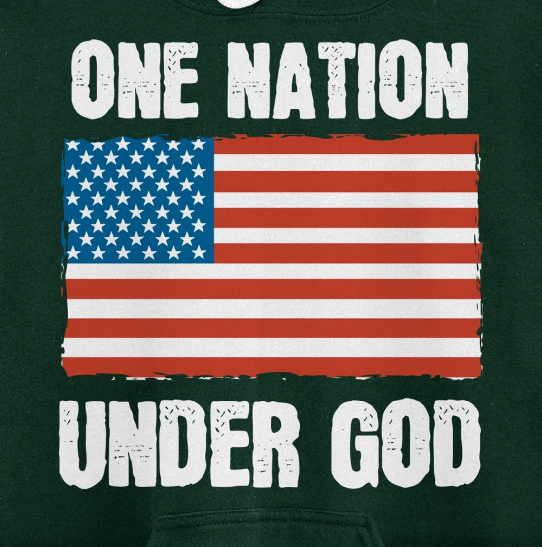 One Nation Under God Blessed American Flag Christian Cross Pullover Hoodie
