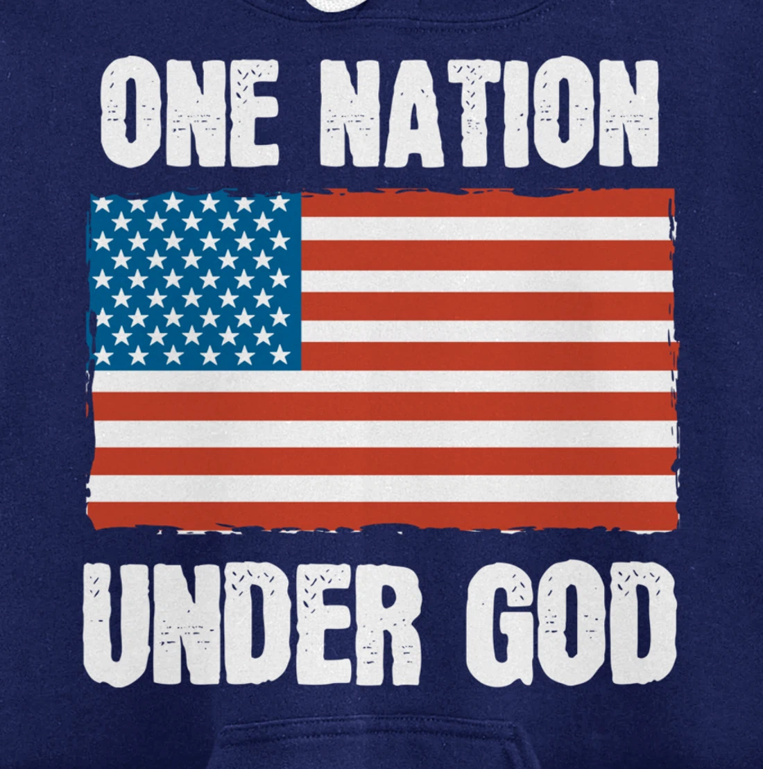 One Nation Under God Blessed American Flag Christian Cross Pullover Hoodie