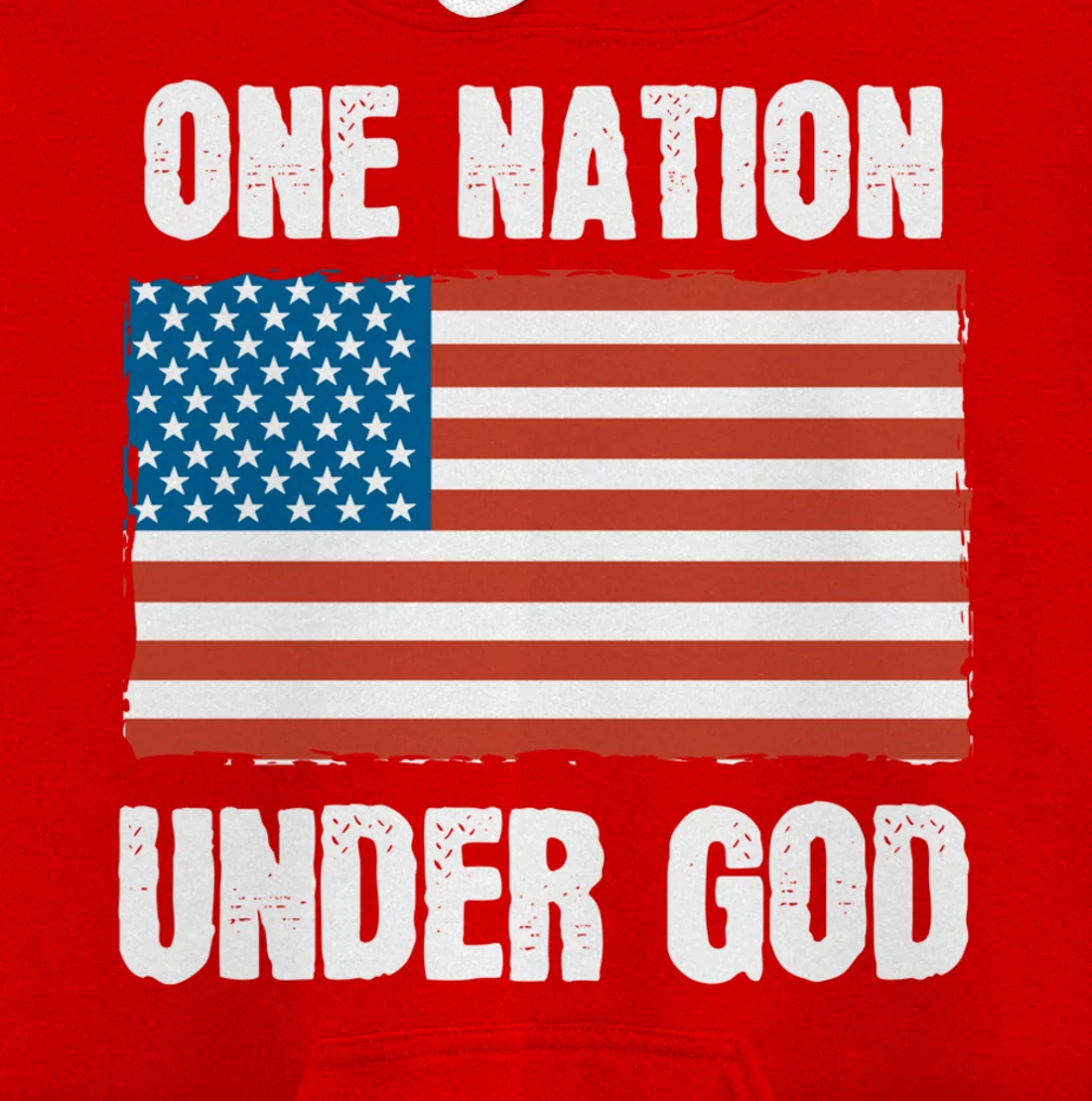 One Nation Under God Blessed American Flag Christian Cross Pullover Hoodie