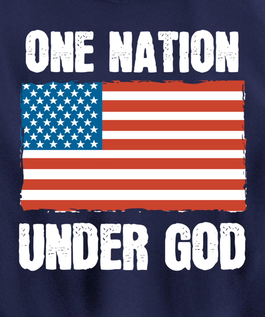 One Nation Under God Blessed American Flag Christian Cross Pullover Hoodie