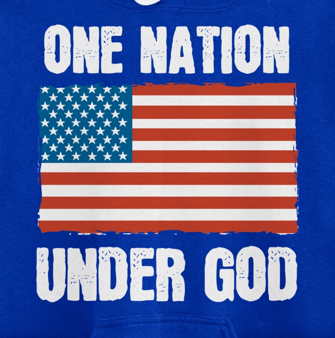 One Nation Under God Blessed American Flag Christian Cross Pullover Hoodie
